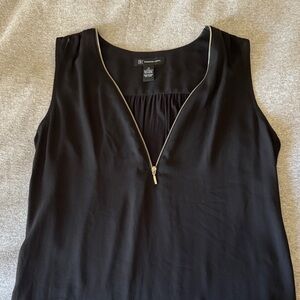INC International Concepts Black Sleeveless Blouse with Zipper